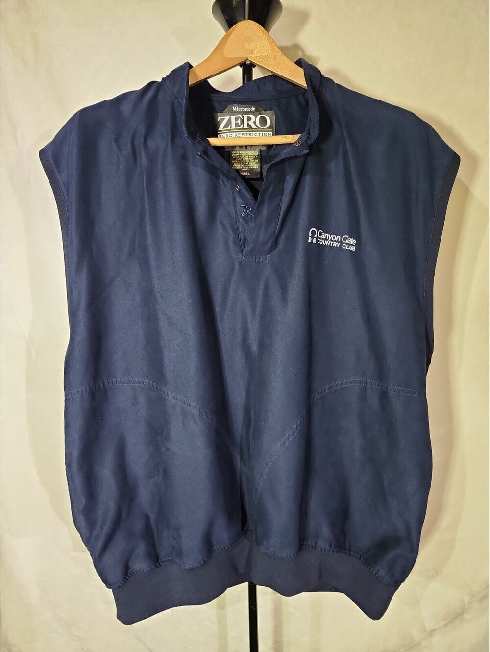Zero Restriction Golf Outerwear Microsuede Vest Navy Mens Large Made in USA 0201